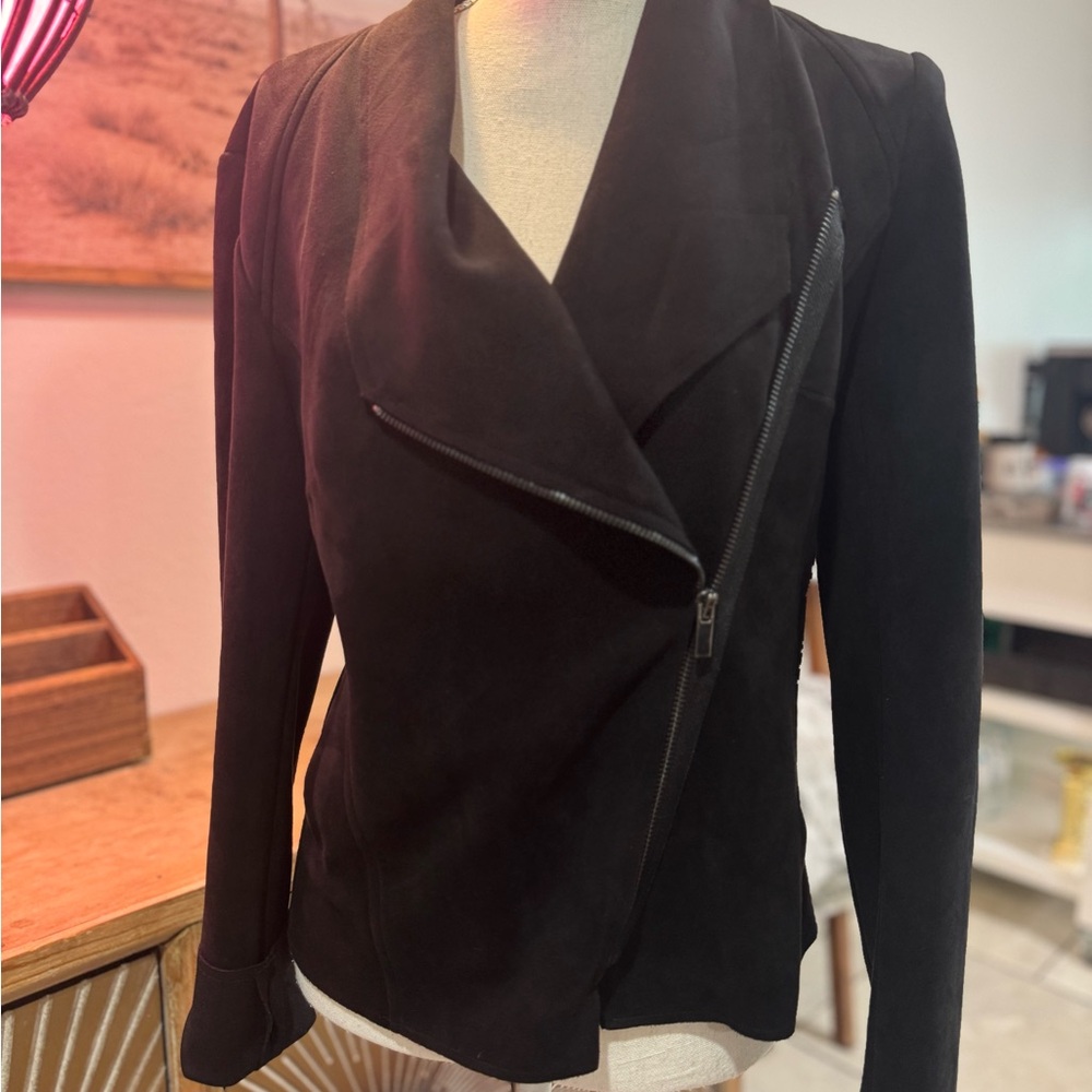 Tahari Black Faux Suede Jacket Medium